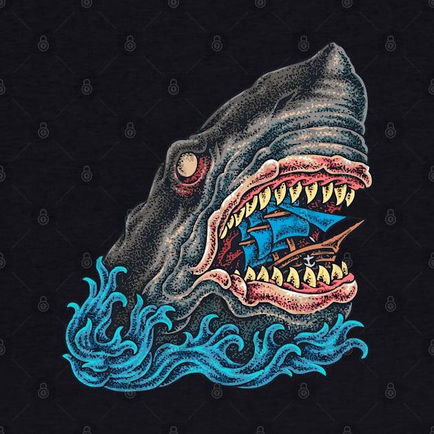 Shark Old School Tattoo by BlackRavenOath